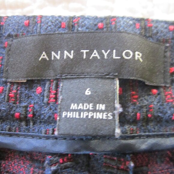 Ann Taylor Pants 6 Blue/Red Print Side Zipper - Picture 2 of 6